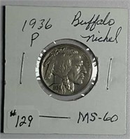 1936-P  Buffalo Nickel  MS-60