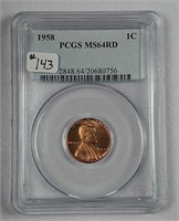 1958  Lincoln Cent  PCGS MS-64 RD
