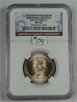 2010-P  SMS  Abraham Lincoln Dollar  NGC MS-66