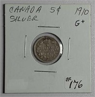 1910  Canadian  5 Cents  G+