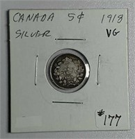 1918  Canadian  5  Cents  VG