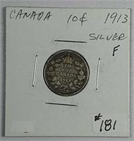 1913  Canadian  10 Cents  F