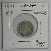 1921  Canadian  10 Cents  F