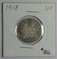 1918  Canadian  25 Cents  VF