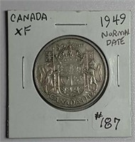 1949 Canadian  50 Cents  XF    "Normal date"