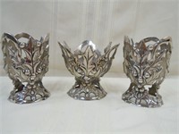 3 METAL CANDLE HOLDERS 5" TALL