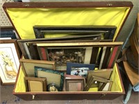 VINTAGE TRUNK WITH ASSORTMENT OF FRAMES
