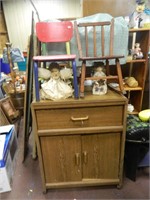 VINTAGE MICROWAVE CART AND CHILDS CHAIRS