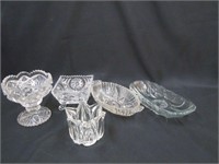 5 GLASS PIECES BOWL, TRAY MISC