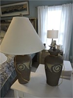 Pair of Large Stoneware Style Table Lamps