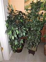 Pair of Faux Trees w/ Metal Planters