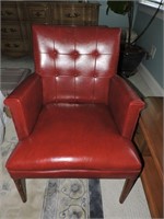 Vintage Red Vinyl Tufted Arm Chair