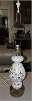 Vintage Bristol Glass Table Lamp w/ Brass Base