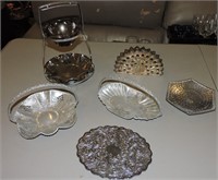 Assorted Plated Metal Nut Dishes, Bowls & Trivets
