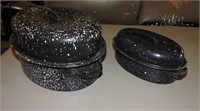 Pair of Graniteware Roasters w/ Lids