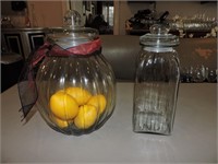 Pair of Scalloped Lidded Glass Jars
