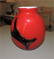 Large Red Blown Art Glass Vase