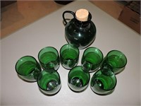 Vintage Forrest Green Anchor Glass Tumblers