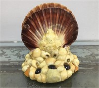 Fancy Folk Art Shell and Crab Napkin Holder
