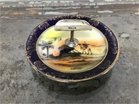 Hand Painted Cigarette holder and Ashtray