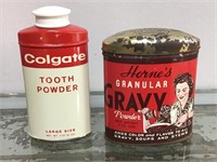 Horns and Colgate Tins