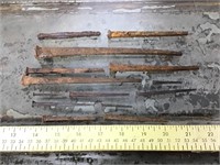 Antique hand forged spikes