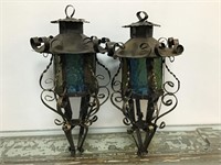 Vintage Stained Glass Candle Lanterns (2)