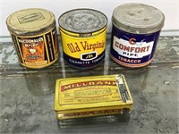 Group of 4 Rare Tobacco Tins