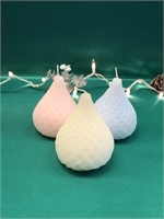 WHITE, BLUE AND PINK PEAR LED CANDLES
