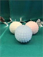 WHITE, BLUE AND PINK LARGE KNOB BALL LED CANDLES