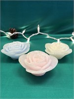 WHITE, BLUE AND PINK ROSE LED CANDLES