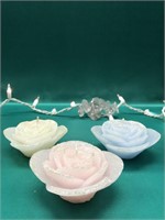 WHITE, BLUE AND PINK LED ROSE CANDLES