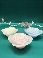 WHITE, BLUE AND PINK LED ROSE CANDLES
