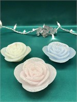 WHITE, BLUE AND PINK LED ROSE CANDLES