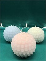 WHITE, BLUE AND PINK LARGE LED KNOB BALL CANDLES