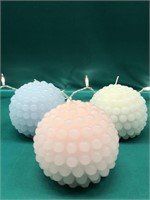 WHITE, BLUE AND PINK LARGE LED KNOB BALL CANDLES