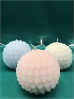 WHITE, BLUE AND PINK LARGE LED KNOB BALL CANDLES