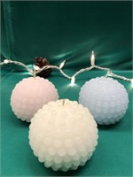 WHITE, BLUE AND PINK SMALL LED KNOB BALL CANDLES