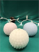 WHITE, BLUE AND PINK SMALL LED KNOB BALL CANDLES