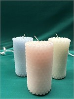 WHITE, BLUE AND PINK LED KNOB PILLAR CANDLES