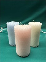 WHITE, BLUE AND PINK LED KNOB PILLAR CANDLES