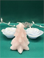 BLUE LED ROSES AND PINK LED CHRISTMAS TREE CANDLES