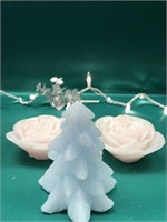 PINK LED ROSES AND BLUE LED CHRISTMAS TREE CANDLES