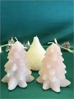 WHITE PEAR AND PINK LED CHRISTMAS TREE CANDLES