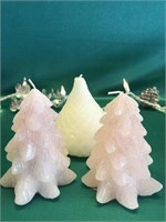 WHITE PEAR AND PINK LED CHRISTMAS TREE CANDLES