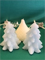 WHITE PEAR AND BLUE LED CHRISTMAS TREE CANDLES