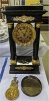 19.5" Ornate Clock With Columns, Eagle Shield