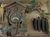 Hunter Cuckoo Clock For Repair, Parts, Weights