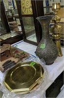 17" Middle Eastern Vase, Candle Holder, Brass