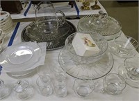 Glass Platters, Bowls, Frosted Glass Hummingbird